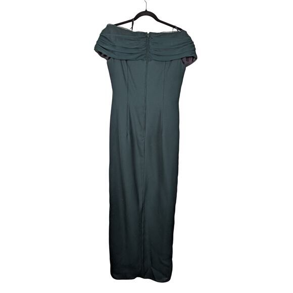 Vtg 1990s Formal Dress Womens Small Dark Green Off the Shoulder Prom Wedding - Picture 6 of 8